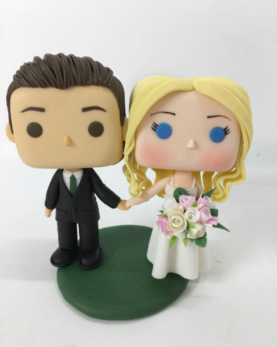 Picture of Funko Pops Bride & Groom Wedding Cake Topper, Green Wedding Theme