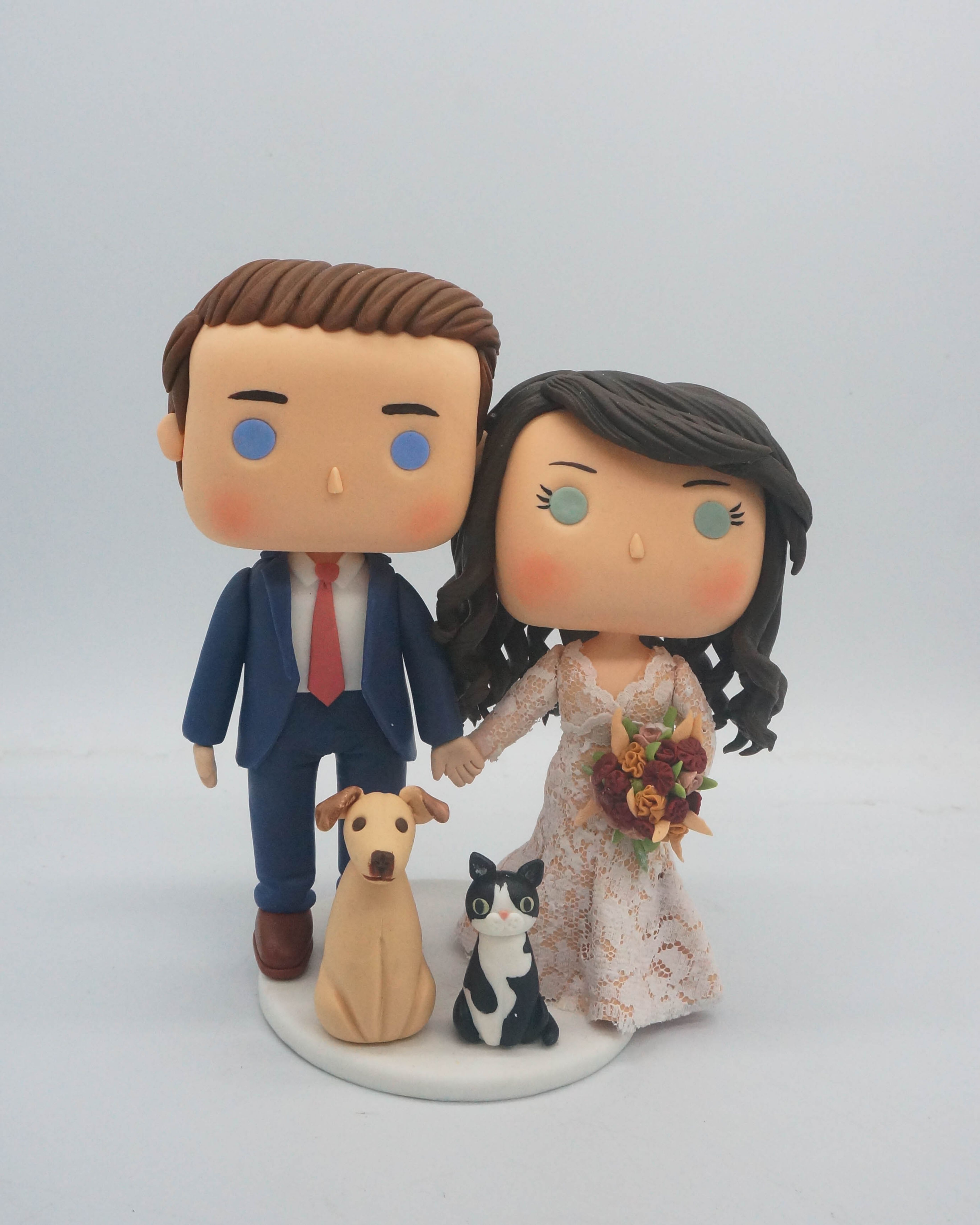 Picture of Custom Wedding Funko Pop with dogs, Anniversary Gifts for Funko Pop lover, pop figures gift