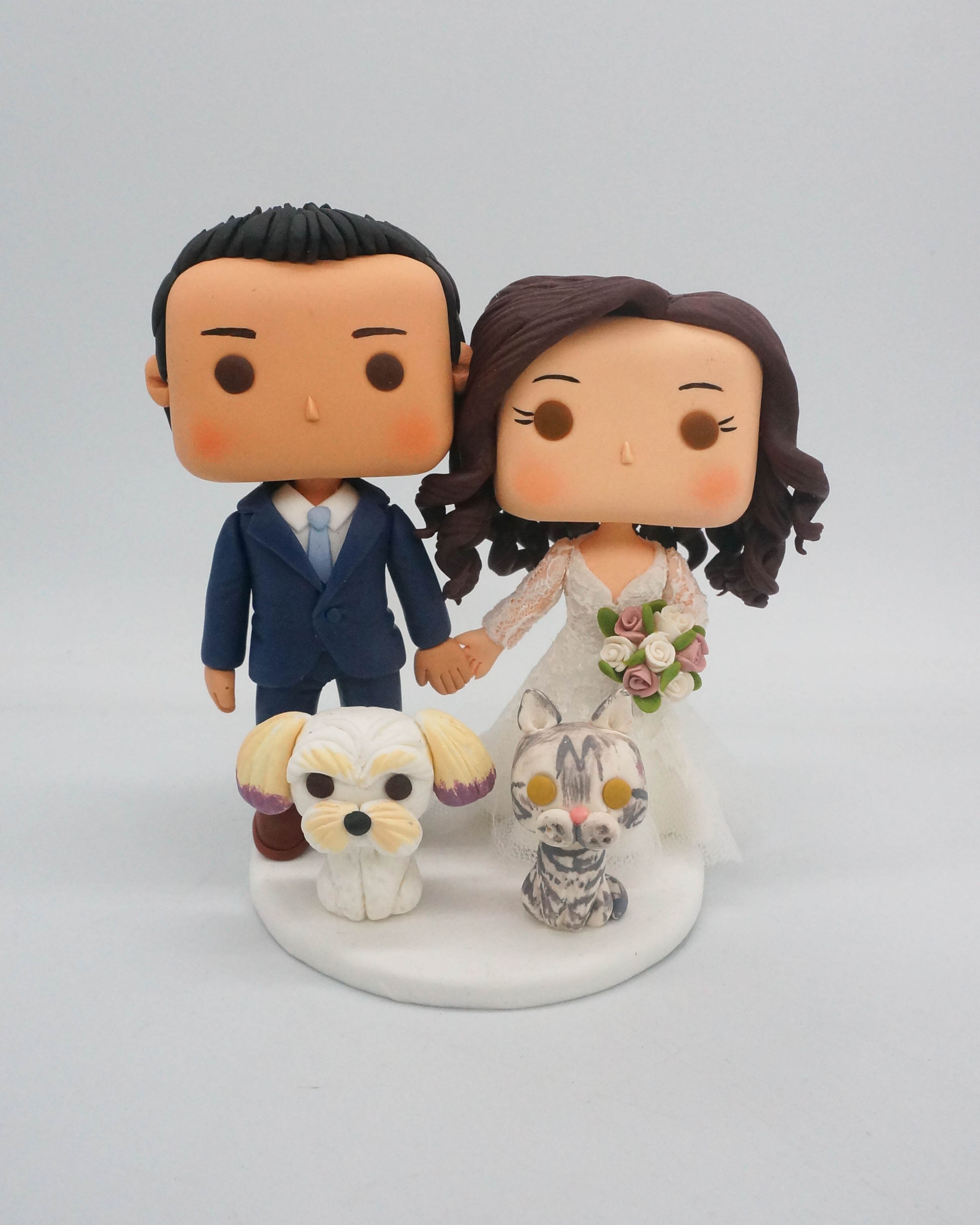 Picture of Funko Pop Wedding Cake Topper with Dog & Cat, Perfect Gift for Funko Pop Fans and Pet Lovers