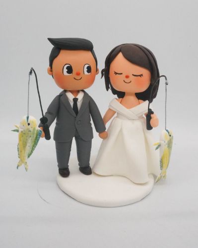 Picture of Fishing Wedding Cake Topper, Animal Crossing Villager Figure