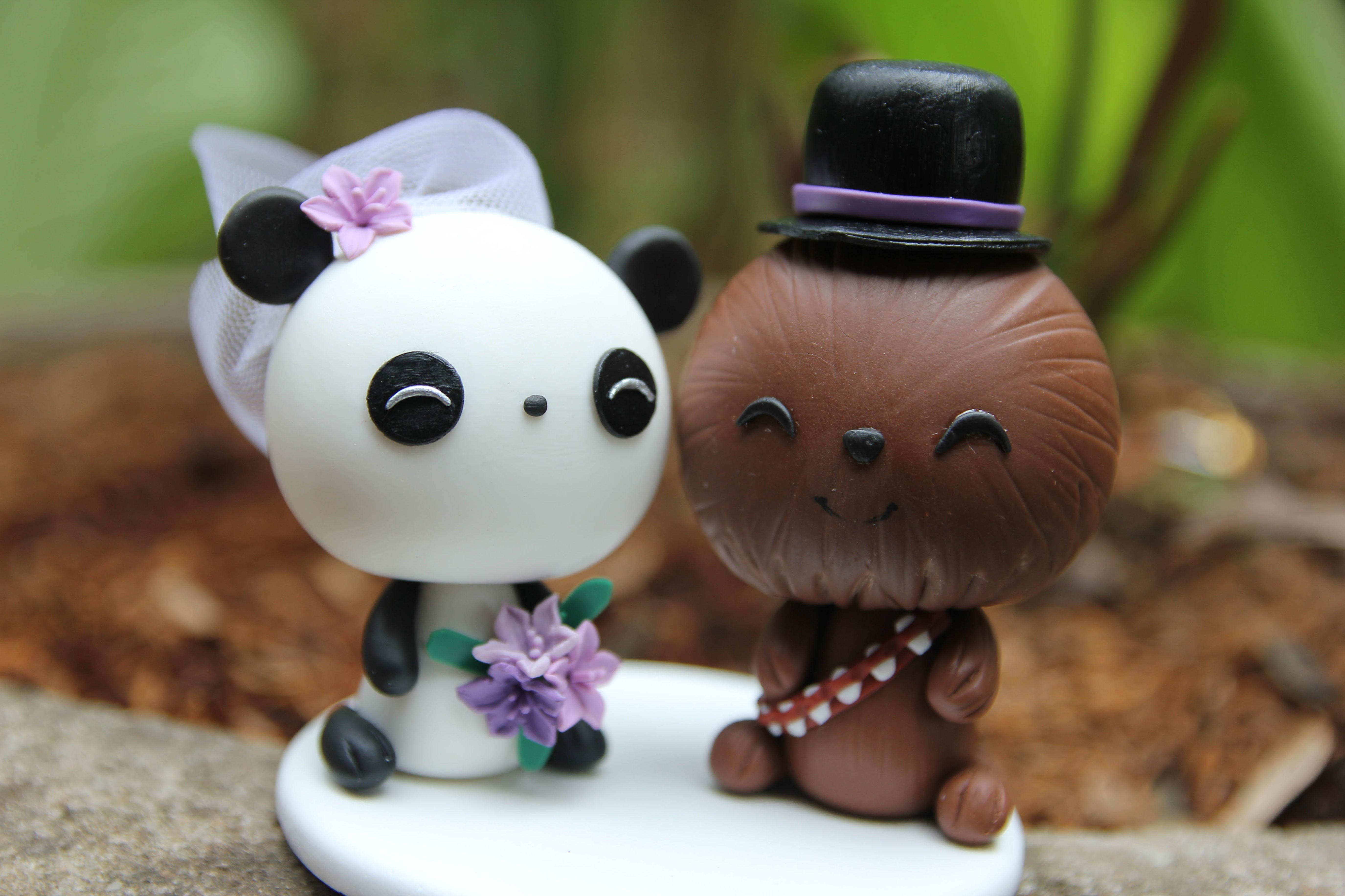 Picture of Chewbacca and Panda wedding cake topper, Star Wars fan wedding cake topper
