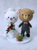 Picture of Milk & Mocha and Matcha wedding cake topper, Bride & Groom With Dog Topper