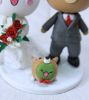 Picture of Milk & Mocha and Matcha wedding cake topper, Bride & Groom With Dog Topper