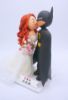 Picture of Batman Groom & Ariel Bride Wedding Cake Topper, Cheek Kiss Wedding Cake Topper