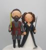 Picture of Harry Potter fandom & Star Wars fandom Wedding Cake Topper, Curly hair bride