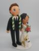 Picture of Tall Groom & Short Bride Wedding Cake Topper with Dog, Aloha Wedding cake topper