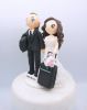 Picture of Welder groom & Flight Attendant Bride Wedding cake topper, Mohawk groom and wavy bride topper