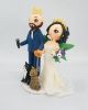 Picture of Kingdom Hearts inspired wedding cake topper, Custom Game Commission, Bride & Groom with cats topper