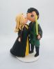 Picture of Harry Potter & Star Wars Themed Wedding Cake Topper, Jedi fan and Hufflepuff fan wedding