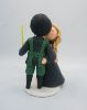 Picture of Harry Potter & Star Wars Themed Wedding Cake Topper, Jedi fan and Hufflepuff fan wedding