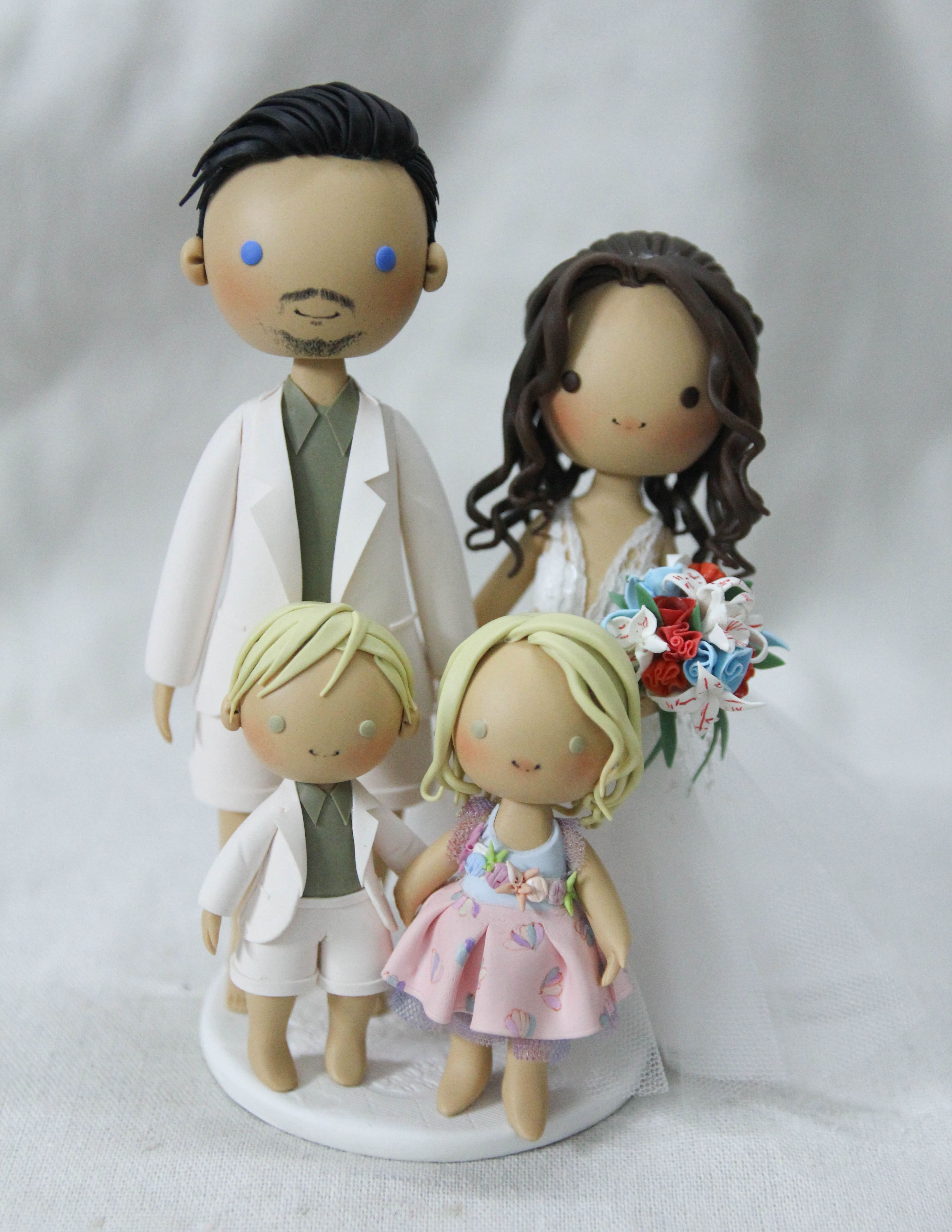 Picture of Family Wedding Cake Topper, Blended Family Clay Figurine