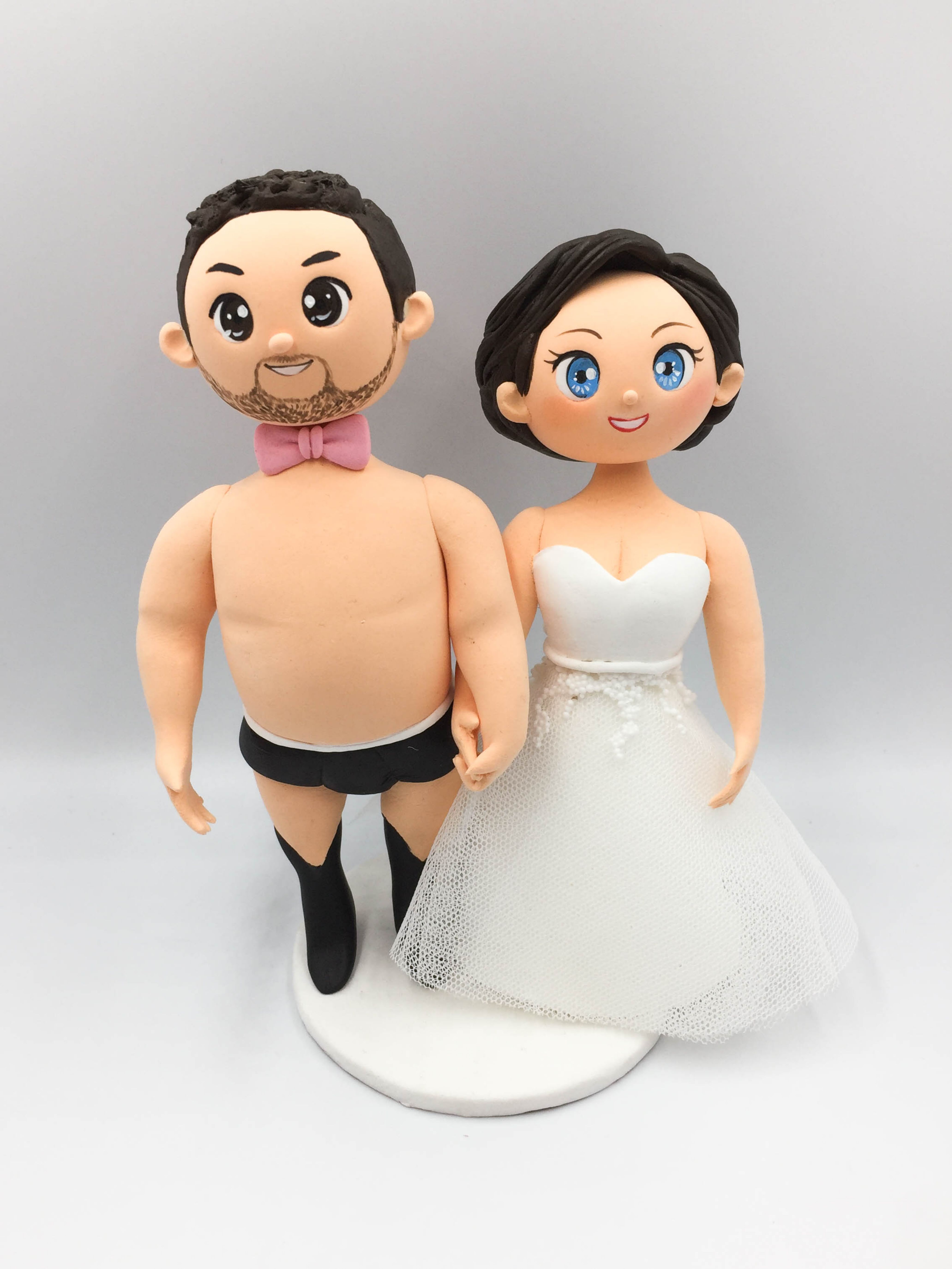 Picture of Sumo Wrestler Wedding Cake Topper, Boxers Groom with beautiful bride Wedding Cake Topper, Funny Groom Cake Topper
