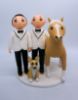 Picture of Gay Wedding Cake Topper with Horse & Dogs, LGBTQ Wedding Cake Topper, Animal Lovers Gifts