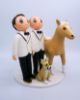 Picture of Gay Wedding Cake Topper with Horse & Dogs, LGBTQ Wedding Cake Topper, Animal Lovers Gifts
