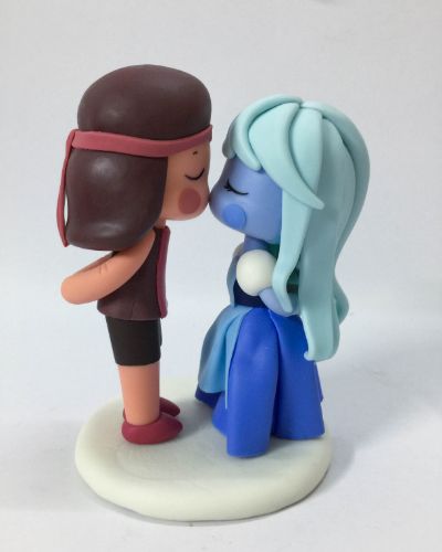 Picture of Steven Universe Wedding Cake Topper, Ruby & Sapphire Clay Figurine, Lesbian Wedding Cake Topper