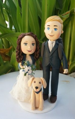 Picture of Hiking Couple Wedding Cake Topper, Backpacking Bride And Groom Cake Topper