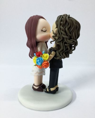 Picture of Lesbian Wedding Cake Topper, Kissing Bride & Bride Wedding Figurine