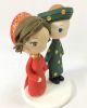 Picture of Traditional Ao Dai Wedding Cake Topper, Vietnamese Wedding Cake topper, Green and Red theme