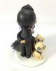 Picture of Dark & Dramatic Wedding Cake Topper, Bride and Groom with dogs, Purple Hair Bride, Goatee Groom Figurine
