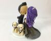 Picture of Dark & Dramatic Wedding Cake Topper, Bride and Groom with dogs, Purple Hair Bride, Goatee Groom Figurine