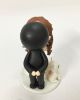 Picture of Wedding Cake Topper with Cat, Split Dress Bride & Buzzcut Groom Wedding Cake Topper