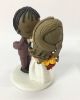 Picture of Braided Groom & Half do Bride Wedding Cake Topper, Kissing Interracial Wedding Couple Figurine