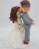 Picture of Forehead Kissing Wedding Cake Topper, Buzz Cut Hairstyle Groom and Half- Do hairstyle Bride topper