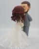 Picture of Forehead Kissing Wedding Cake Topper, Buzz Cut Hairstyle Groom and Half- Do hairstyle Bride topper