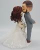 Picture of Forehead Kissing Wedding Cake Topper, Buzz Cut Hairstyle Groom and Half- Do hairstyle Bride topper