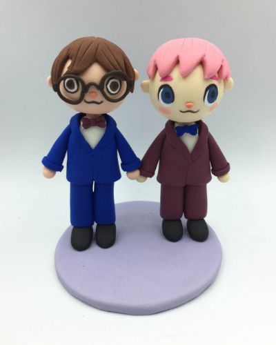 Picture of Gay Animal Crossing Wedding Cake Topper, Same Sex Game Commission Cake Topper