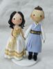 Picture of Hanbok wedding cake topper, Korea wedding cake topper, Korean Bride & Groom cake topper, Gold and Blue wedding theme