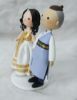 Picture of Hanbok wedding cake topper, Korea wedding cake topper, Korean Bride & Groom cake topper, Gold and Blue wedding theme