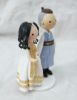 Picture of Hanbok wedding cake topper, Korea wedding cake topper, Korean Bride & Groom cake topper, Gold and Blue wedding theme