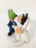 Picture of Minnie Mouse Bride & Yoshi Groom Wedding Cake Topper, Cartoon Character Wedding Figurine, Disney Wedding Theme