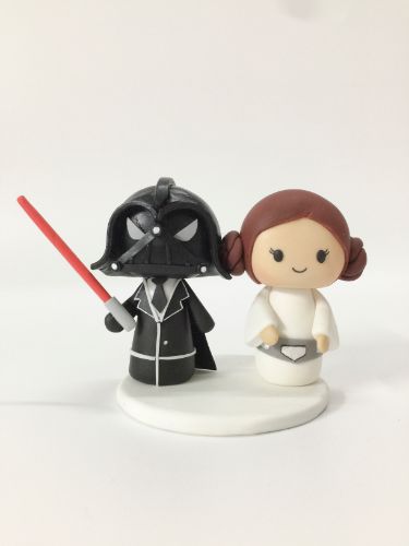 Picture of Mini Star Wars Wedding Cake Topper, Darth Vader Groom and Princess Leia Bride