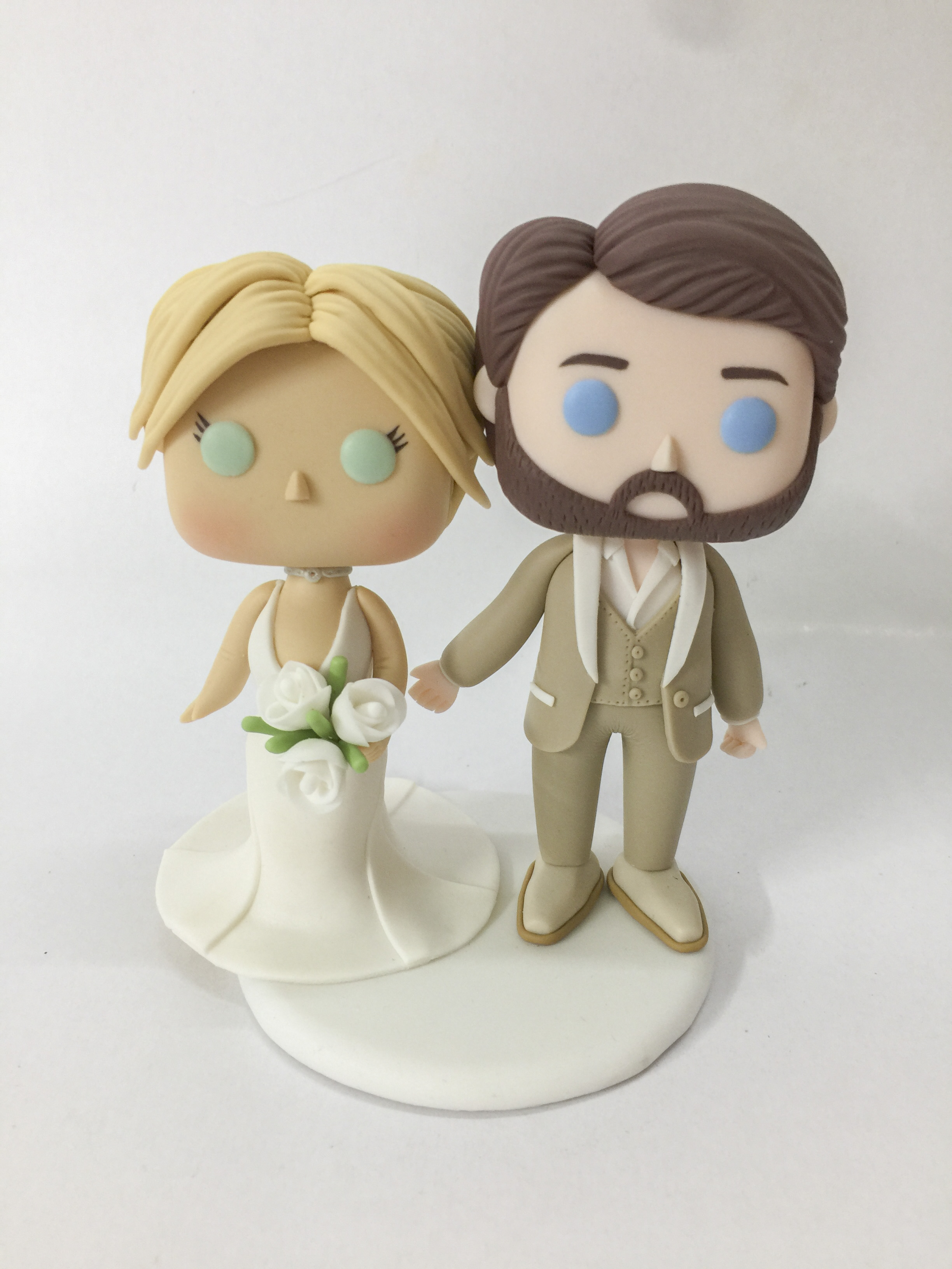 Funko Pop Bride & Groom Wedding Cake Topper, Blonde Bride & Bearded Groom Funko Pop Figures 