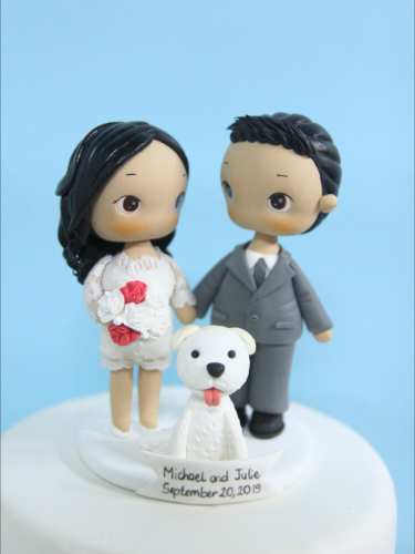 Picture of Love wedding cake topper with dog