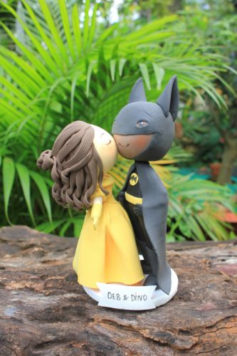 Picture of Batman & Belle Wedding Cake Topper, Disney & Superhero Inspired Wedding
