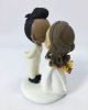 Picture of Interracial Wedding Couple Cake Topper, Afro Bun Groom and Half Do Bride Topper