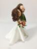 Picture of Autumn Wedding Cake Topper, Split- dress wedding gown, Bearded Groom and Curly Haired Bride Wedding Figurine