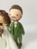 Picture of Autumn Wedding Cake Topper, Split- dress wedding gown, Bearded Groom and Curly Haired Bride Wedding Figurine