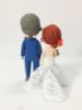 Picture of Mixed Race Wedding Cake Topper, Interracial wedding couple, Red Hair Bride & Gray hair groom Wedding Figurine