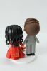 Picture of Chinese Bride & American Groom Wedding Cake Topper,  Mini Interracial Couple Clay Figurine