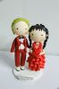 Picture of Mini Beetlejuice & Lydia Wedding Cake Topper, Tim Burton Beetlejuice Inspired Wedding Cake 