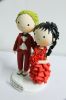 Picture of Mini Beetlejuice & Lydia Wedding Cake Topper, Tim Burton Beetlejuice Inspired Wedding Cake 