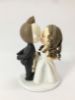 Picture of Kissing wedding couple with a dog, Bride & Groom with dog wedding cake topper, Wedding gift for dog mama, Pug Mama Gift