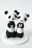 Picture of Panda Wedding Cake Topper, Panda Bride & Groom Clay Figurine