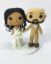 Picture of Funko Pop Bride & Groom Wedding Cake Topper, Bald Mustache & Beard Groom & Wavy Hair Bride Wedding Topper