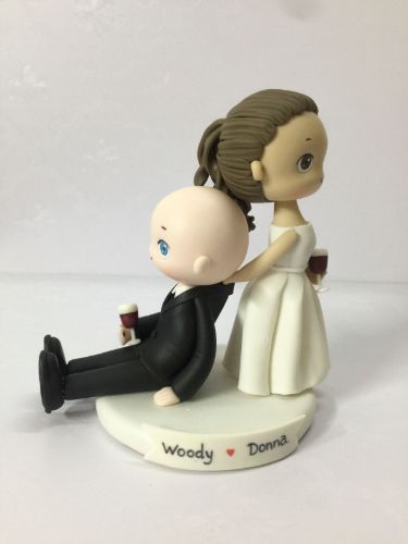 Picture of Bride Dragging Groom Wedding Cake Topper, Wind Lovers groom & bride topper, Funny Wedding cake topper