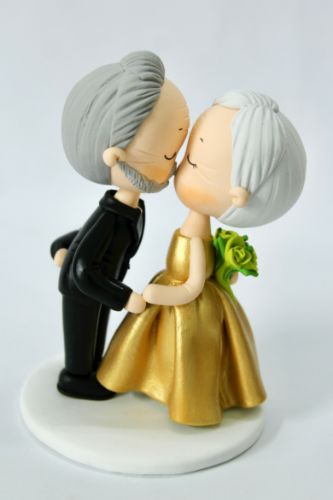 Picture of Gold Wedding Anniversary Cake Topper, 50th Wedding Anniversary Keepsake, Gold Wedding Figurine
